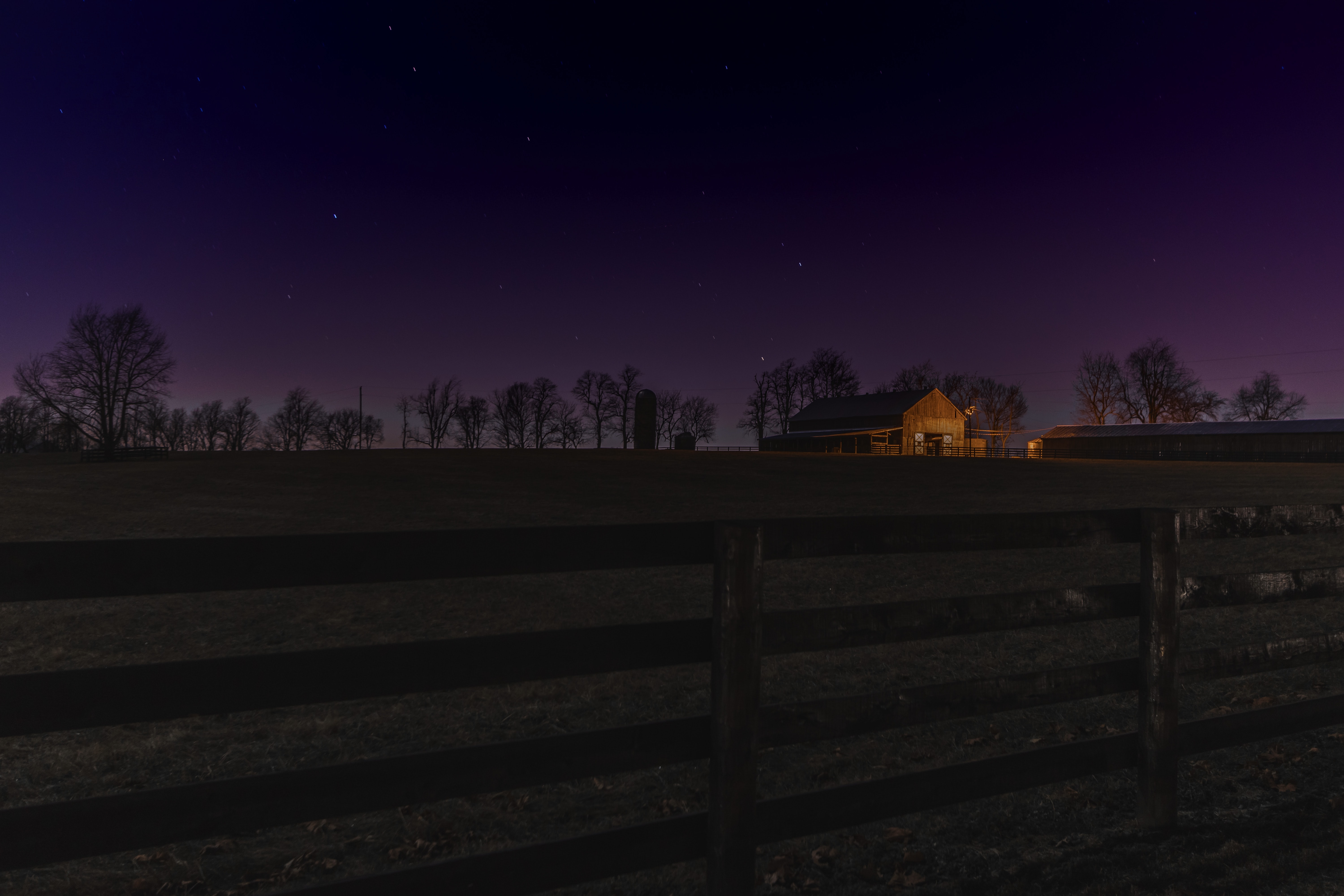 Farm at nighttime